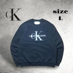 【大人気】CK カルバンクライン ビックロゴ スウェット トレーナー 黒 L