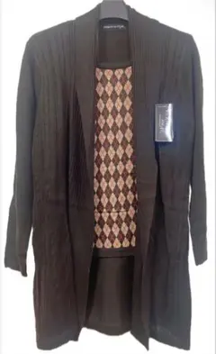 アーガイル柄 アンサンブル風ニットセーターカーディガン風トップス新品タグ付き