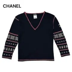 CHANEL ノースリーブ ニット ブラック ココマーク Mサイズ相当 ✳︎美