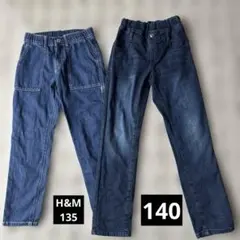 【使用感あり】キッズデニム　ブルー　H&M サイズ130 2枚セット