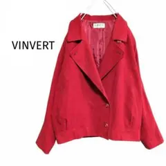 バンベール/テーラードジャケット Wブレスト ヴィンテージ スエード風 レッド