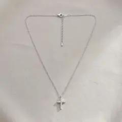 クロス ネックレス シルバー ジルコニア チタン鋼 華奢