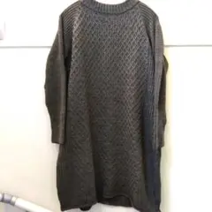 ニットロングセーター ニットチュニック ニットミニワンピ グレー M-L