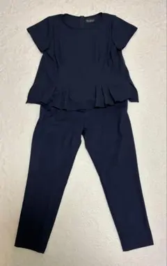 ナノユニバース サロペット オールインワン リボン付き ストレッチ　フォーマル