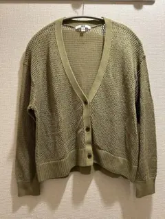 UNIQLO メッシュ　長袖カーディガン Lサイズ オリーブグリーン