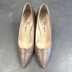 【美品】銀座かねまつ　ベージュ ポインテッドトゥパンプス　23.5cm