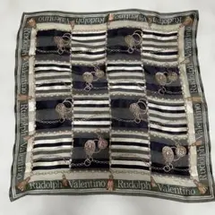 Rudolph Valentino シルクスカーフ 大判 チェーン柄 ストライプ