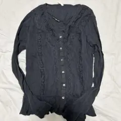 アングリッド　シャツ　レース　黒