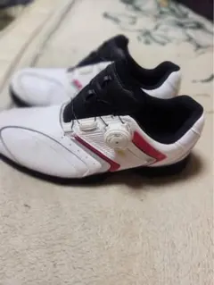 ゴルフシューズ ホワイト/ブラック/レッド ダイヤル式