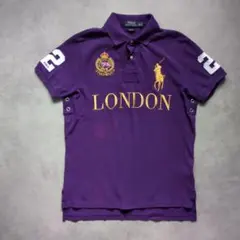 00s y2k ラルフローレン LONDON ビッグポニー 紫 ポロシャツ М