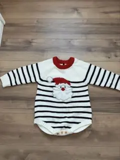 サンタクロース刺繍ニットロンパース