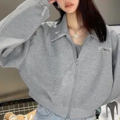 ジップアップ　スウェット　　グレー　XL