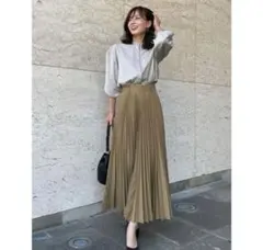 anuans コットンライクプリーツスカート　ベージュのサムネイル