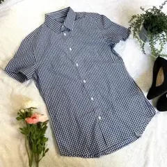 【超美品★人気のチェック】H&M エイチアンドエム　ギンガムチェック　シャツ　青