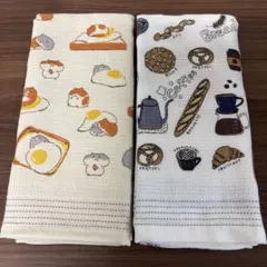 今治布ごよみ 薄い 軽い 長い 手ぬぐい パンとコーヒーとハムエッグトースト2枚のサムネイル