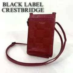 ブラックレーベル　クレストブリッジ スマホショルダーバッグ　レザー　赤