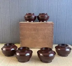 輪島塗 菓子椀 6客 明治時代 木箱付 アンティーク 漆器 椀のサムネイル