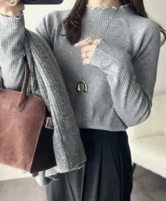 classicalelf カラーブロック長袖リブストレッチ ニット
