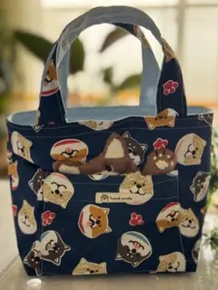ハンドメイド ミニバッグ サマーバケーション ポメラニアン デニム風