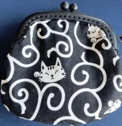ハンドメイド唐草模様猫柄がま口