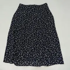 【新品】リフレクト★総柄！シフォン風スカート★9号　ネイビー　定価16300円