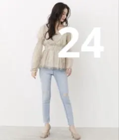 rienda リエンダ クラッシュデニム ハイウエストスキニー 24