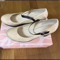 パンプス　黒　ベージュ　厚底　安定　24.5 レディース