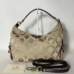 2512-242｜美品｜コーチ オプアート 2WAYバッグ ダークブラウン