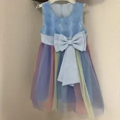 水色リボン付きカラフルドレス　チュール
