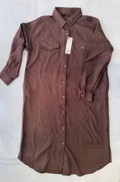 新品 GU シャツワンピース ブラウン Mサイズ 長袖