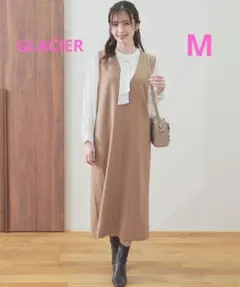 GLACIERハニーズ　Vネックジャンパースカートレディース　ライトブラウン　M
