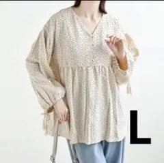 【新品タグ付き未使用】THE SECRET BEAN ドットブラウス　L