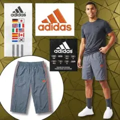 adidas アディダス 撥水 ハーフパンツ メンズ O 紺橙 刺繍ロゴ