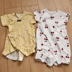 女の子カバーオール　ロンパース2枚セット　50〜60センチ　半袖