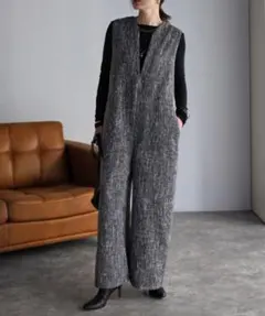 【完売品】Bonjour Sagan ディープVネックツイードオールインワン