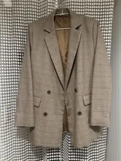 GU チェック柄 ダブルブレストジャケット