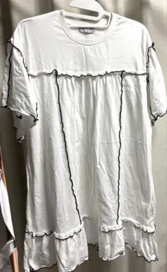 【古着＊匿名配送】forksy. メローデザイン ミニワンピース 半袖