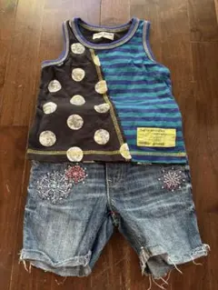 mother Goose トップスとデニムショートパンツ 80 GAP90