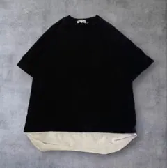 ユナイテッドアローズ レディースTシャツ 重ね着風 コットン 黒 M ストリートのサムネイル