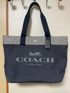 상태좋음 COACH デニム トートバッグ インディゴブルー