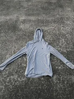 ポロラルフローレン 薄手 長袖パーカー フーディ グレー M 175 ポニー刺繍