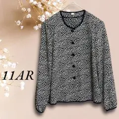 T6838【ノーブランド】薄手 ジャケット ポリエステル 日本製 小花柄 Lのサムネイル