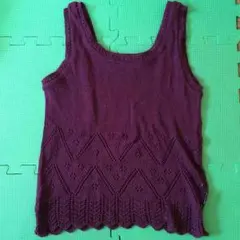 紫色のニット ベスト ノースリーブ