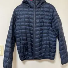 ユニクロ ダウンジャケット 紺キルティング フード付き