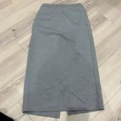 グレー タイトスカート ロング　カットソースリットナローミディスカート　ユニクロ
