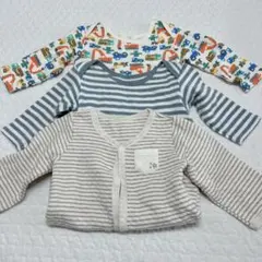 バースデイ　長袖ロンパース肌着　キルト　3枚セット　80-90