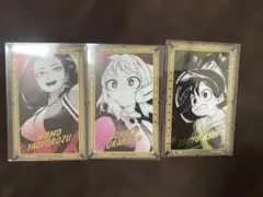 ヒロアカ　原画展　箔押しクリアカード　八百万　麗日　蛙吹