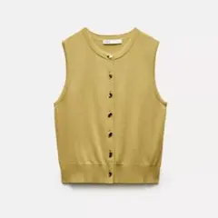 【ZARA】ゴールドボタンプレーンニット トップス※限定価格