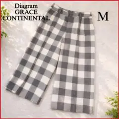 ダイアグラム★グレースコンチネンタル タック入りブロックチェックワイドパンツ38