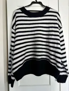 H&M ストライプニットセーター 長袖 白黒